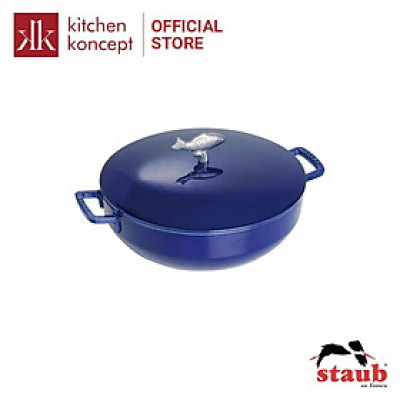 Nồi Bouillabaisse Nút Hình Cá Staub – Màu Xanh Dương – 28cm