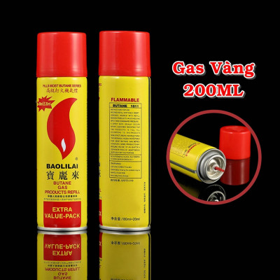 Gas bơm bật lửa hột quẹt chai vàng nhỏ loại 200ml