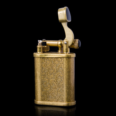 Vỏ Bộ Set Hột Quẹt Bật Lửa Xăng Đá Jifeng JF-018B Kiêm Bình Đựng Xăng Đồng Đồng Nguyên Chất Cao Cấp