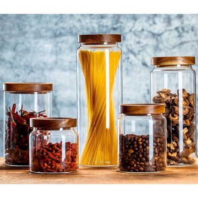 (SẴN) Hũ thủy tinh trơn đựng đồ khô 5 kích cỡ, hũ thủy tinh cao cấp, hũ đựng đồ khô 