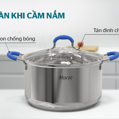 Bộ nồi chảo inox 5 đáy Sunhouse SHG509 - Hàng Chính Hãng
