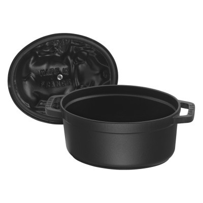Nồi Oval Staub Nắp Hình Con Heo – Màu Đen – 17cm