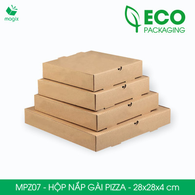 MPZ07 - 28x28x4 cm - 100 Hộp nắp gài pizza đa dụng - Hộp nắp gập, hộp carton gói hàng, hộp quà