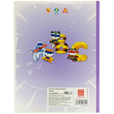 Combo 5 Tập Học Sinh Class ABC 5 Ô Ly Vuông 96 Trang 100gsm - Hồng Hà 0315 (Mẫu Sản Phẩm Giao Ngẫu Nhiên)