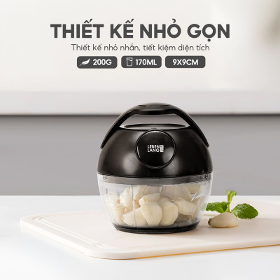 Dụng cụ xay tỏi ớt, thực phẩm Lebenlang LBL3777, 170ml, lưỡi dao 3 cánh sắc bén, dây kéo rút tiện lợi - hàng chính hãng