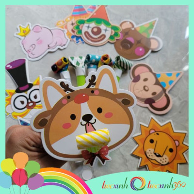 Set 10 kèn thổi có tag giấy nhiều hình dễ thương (hình ngẫu nhiên)