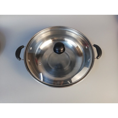 Nồi Lẩu Inox 28cm - Xoong Lẩu Inox Dùng Cho Mọi Loại Bếp Đế Mỏng