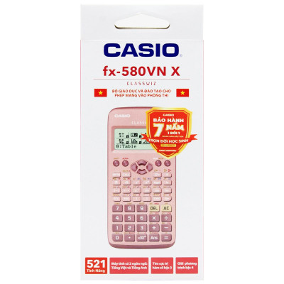 Máy Tính Casio FX580VN X-PK - Màu Hồng - Tặng Kèm 3 Bút Gel G01 0.5 mm (2 Mực Tím + 1 Mực Xanh)