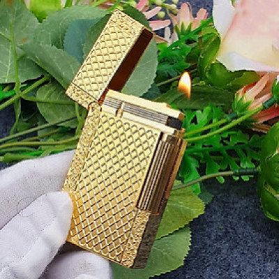 Vỏ Hột Quẹt Bật Lửa Upon D128V Hoa Văn Kẻ Sọc Lưới Cao Cấp Đẹp Độc Lạ  - Dùng Gas Đá