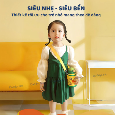 Bình nước cho bé đi học giữ nhiệt  Mideer Vacuum Insulated Bottle có ống hút dây đeo cao cấp