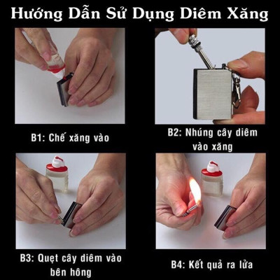 Bật Lửa Diêm Xăng Tròn Sinh Tồn Xài Xăng, Hộp Quẹt Diêm Xăng Vĩnh Cửu Tròn Có Móc Treo Chìa Khóa Đính Kèm Rất Tiện Lợi 
