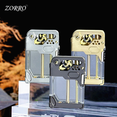 Vỏ Hột Quẹt Bật Lửa Xăng Đá Zorro Z833-2 Thiết Kế Lộ Thiên Nhìn Rõ Lượng Xăng Đánh Lửa Tự Động