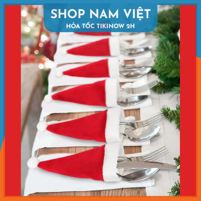 Khăn Bọc Muỗng Đũa Bàn Ăn Hình Nón Giáng Sinh