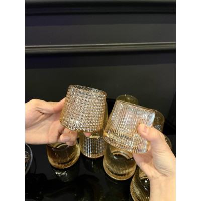 Set 6 Cốc Thuỷ Tinh Xoay | 2 Mẫu Hoa Văn Cực Đẹp | Sang Trọng Tinh Tế 