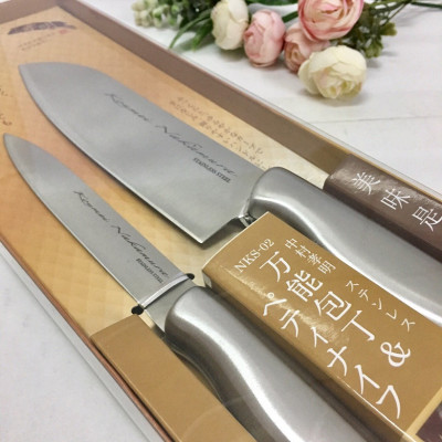 Set 2 chiếc dao làm bếp Nakamura ( 24cm & 16.4cm), làm từ thép chống gỉ sét, chống ăn mòn, không chứa thành phần độc hại - nội địa Nhật Bản 