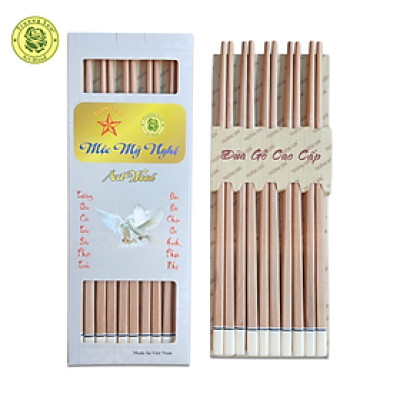 Bộ 10 Đôi Đũa Gỗ Sao Ghép Đầu Trắng Cao Cấp - Đồ Gỗ Gia Dụng Thủ Công Mỹ Nghệ Thương Hiệu Trường Sơn