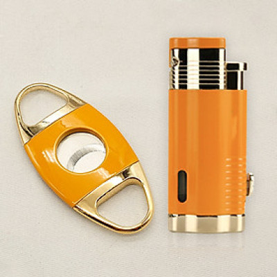 Bộ Set Phụ Kiện 2 Món HB-360 Gồm Vỏ Hột Quẹt Bật Lửa Khò 3 Tia Và Cắt Cao Cấp