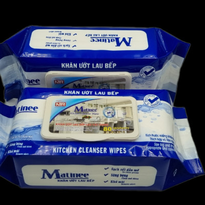 Thùng 5 Gói Khăn Ứớt Lau Bếp Matinee gói mới 80 tờ khăn to và dày giá không đổi