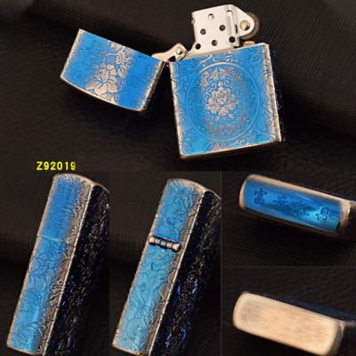 Vỏ Hột Quẹt Bật Lửa Xăng Đá Zorro Z92019 Họa Tiết Hoa Sen - Dùng Xăng Bấc Đá Cao Cấp