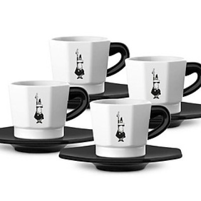 Bộ 4 cốc cà phê tám mặt Bialetti dung tích 75ml Hàng Chính hãng