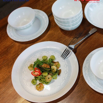 Đĩa Sâu Thủy Tinh Luminarc Diwali Geomatric Blue 20cm đựng thức ăn, cường lực, chịu nhiệt - Bộ 3 đĩa - V6538