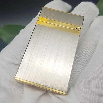 Vỏ Hột Quẹt Bật Lửa Upon DX134B Xăng Đá Họa Tiết Xám Xước Viền Vàng - Dùng Xăng Bấc Đá Cao Cấp Cao Cấp