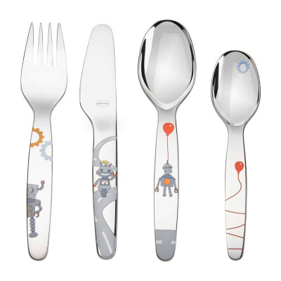 Bộ Dao Thìa Dĩa Trẻ Em Rosle Kleiner Roboter 95065 4 Món hàng chính hãng