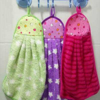 Bộ 5 khăn lau tay nhà bếp siêu thấm có móc treo in hình đẹp (Giao nhiều màu)