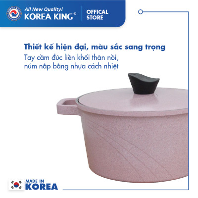 Bộ nồi hồng Levante đáy từ (Nồi, nắp bằng nhôm đúc, phủ men chống dính Ceramic, Ø20cm, 24cm,28cm)