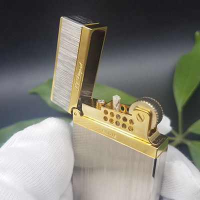 Vỏ Hột Quẹt Bật Lửa Upon DX134B Xăng Đá Họa Tiết Xám Xước Viền Vàng - Dùng Xăng Bấc Đá Cao Cấp Cao Cấp