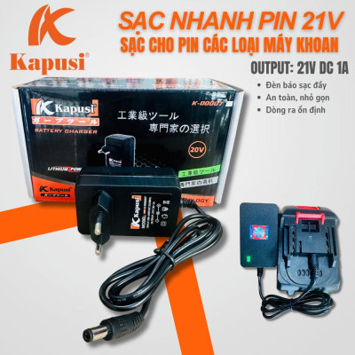 Cục Sạc Pin 21V Chính Hãng Kapusi K-00007 – An Toàn, Ổn Định, Sạc Nhanh Cho Mọi Dụng Cụ Dùng Pin