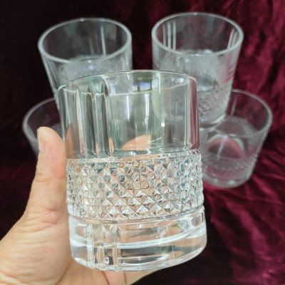 Bộ 6 cố thủy tinh uống nước vân kim cương hạt vân hạt màu ánh trai