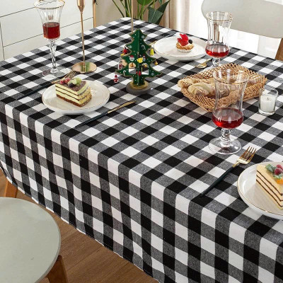 Khăn Trải Bàn In Hoa Văn Sọc Caro  180cm  x 140cm – Trang Trí Không Gian Bếp Thanh Lịch & Hiện Đại