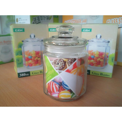 HŨ ĐỰNG GIA VỊ THỦY TINH LỤC GIÁC 380ML NẮP NÚM