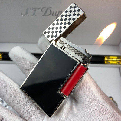 Vỏ Hột Quẹt Bật Lửa Upon D142T Sơn Mài Đen Họa Tiết Caro Trắng Đen Cao Cấp - Dùng Gas Cao Cấp