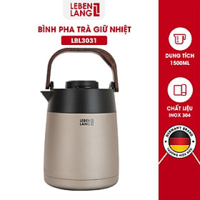 Bình Trà Giữ Nhiệt Lebenlang LBL3035, Dung Tích 1.5L - Có Cối Lọc, Mà hình hiển thị nhiệt độ, Giữ nhiệt 8h
