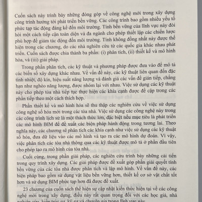 Sách - Bài Giảng Trong Xây Dựng Dân Dụng Các Công Nghệ Mới Trong Xây Dựng Công Trình Hướng Tới Phát Triển Bền Vững