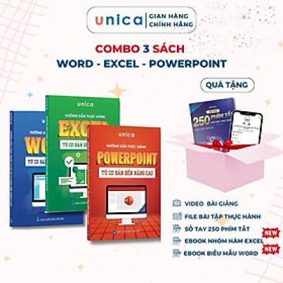 Combo 3 Sách Word - Excel - Powerpoint Unica ứng dụng tin học văn phòng từ cơ bản đến nâng cao