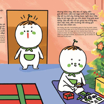 Truyện Ehon Song Ngữ Việt-Anh - Miu Bé Nhỏ Đón Giáng Sinh - Giấc Mơ Noel Kỳ Lạ