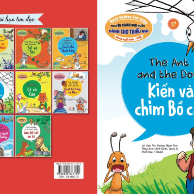 Combo 4 cuốn truyện tranh song ngữ - Truyện tranh ngụ ngôn dành cho thiếu nhi song ngữ Anh - Việt ( Kiến và chim + sư tử và chuột nhắt+ sói và sóc + chuột , gà trống và mèo )