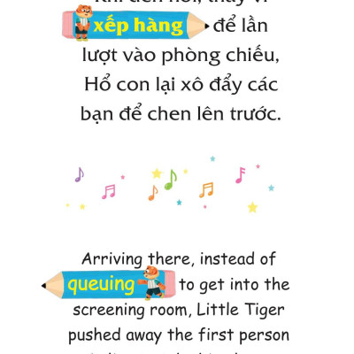 Sách Truyện Tranh Song Ngữ Việt Anh Cho Bé - Ở Nơi Công Cộng Hành Động Văn Minh