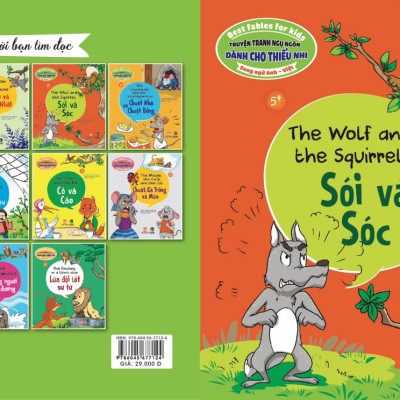Combo 4 cuốn truyện tranh song ngữ - Truyện tranh ngụ ngôn dành cho thiếu nhi song ngữ Anh - Việt ( Kiến và chim + sư tử và chuột nhắt+ sói và sóc + chuột , gà trống và mèo )