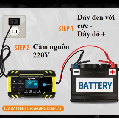 Sạc bình ắc quy 12V-24Vtừ 6AH đến 150AH tự động ngắt khi đầy 