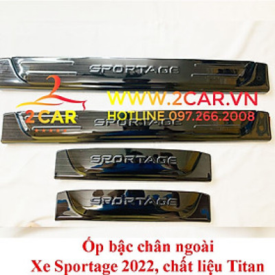 Ốp bậc cửa, Nẹp bước chân trong ngoài xe Kia Sportage 2022, 2023 chất liệu Titan cao cấp
