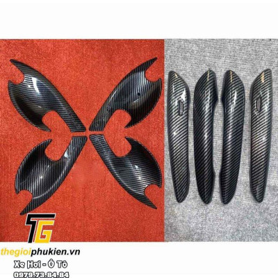 Bộ ốp tay nắm cửa, hõm cửa xe Mazda 3 2020 vân Carbon