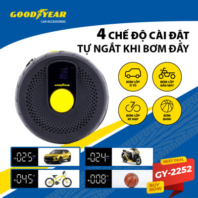 Máy Bơm Lốp Ô Tô Không Dây Tích Điện Tự Ngắt Đa Năng GOODYEAR GY -2252