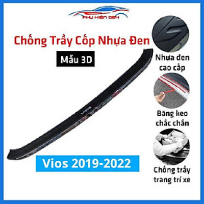 Ốp chống trầy cốp ngoài nhựa đen Vios 2019-2020-2021-2022 hàng loại 1 dán cốp sau chống xước trang trí xe