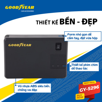 Bộ Kích Bình 400A Kiêm Bơm Lốp Xe GOODYEAR GY-5296 Đa Chức Năng Sạc Dự Phòng 10400mAh Cứu Hộ Nhanh Chóng - Nhập Khẩu Chính Hãng