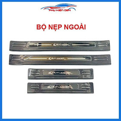 Bộ nẹp bước chân trong ngoài vân Cacbon xe Outlander 2016-2017-2018-2019-2020 chống trầy làm đẹp ô tô