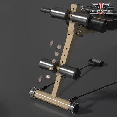 Ghế tập bụng đa năng DDS-1127F điều chỉnh độ dốc 5 cấp, kèm dây kéo tập tay chịu tải 120kg thích hợp tập tại nhà